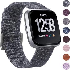 img 4 attached to 📿 Breathable Woven Fabric Watch Strap Compatible with Fitbit Versa/Versa 2/Versa Lite - Quick Release Replacement Band for Versa Smart Watch - Unisex Accessory for Women and Men