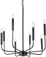 💡 8-light matte black farmhouse chandeliers, classic candle ceiling hanging light fixture. rustic pendant lighting for kitchen island, dining room, living room. size: 26&quot;d логотип