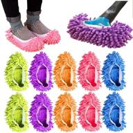 🧹 10pcs washable reusable mop slippers: microfiber dust mops for easy floor cleaning - ideal for house, office, bathroom, and kitchen sweeping - foot dust and hair cleaners for women, men, kids logo