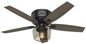 img 1 attached to 🏷️ Hunter Bennett Low Profile Ceiling Fan, 52-inch with LED Light and Remote Control - Matte Black