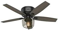 🏷️ hunter bennett low profile ceiling fan, 52-inch with led light and remote control - matte black логотип