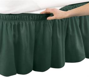 img 4 attached to 🛏️ Hunter Green Twin/Full Wrap Around Bed Skirt: Easy Fit Elastic Dust Ruffle by Collections Etc