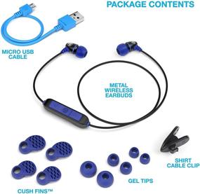 img 2 attached to 🎧 JLab Metal Bluetooth Wireless Rugged Earbuds with Titanium 8mm Drivers, 6-Hour Battery Life, Noise Isolation, Bluetooth 5.0, IP55 Sweat-Proof Rating, Extra Gel Tips & Cush Fins in Black/Blue