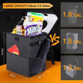 img 3 attached to 🚗 TAOPE Large Capacity Car Trash Bag - 3.6 Gallons Car Garbage Can with 3 Storage Pockets, Foldable & Waterproof - Multipurpose Hanging Car Trash Bin for Leak-Proof Convenience