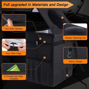 img 2 attached to 🚗 TAOPE Large Capacity Car Trash Bag - 3.6 Gallons Car Garbage Can with 3 Storage Pockets, Foldable & Waterproof - Multipurpose Hanging Car Trash Bin for Leak-Proof Convenience