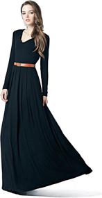 img 2 attached to 👗 CYP Women's V-Neck Long Sleeve Elegant Formal Cocktail Evening Belted Maxi Dress – Enchant Your Prince