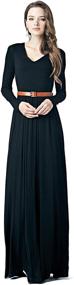 img 3 attached to 👗 CYP Women's V-Neck Long Sleeve Elegant Formal Cocktail Evening Belted Maxi Dress – Enchant Your Prince