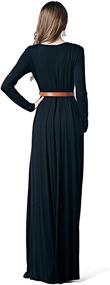 img 1 attached to 👗 CYP Women's V-Neck Long Sleeve Elegant Formal Cocktail Evening Belted Maxi Dress – Enchant Your Prince