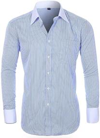 img 4 attached to Stylish Taobian PurpleWhite Shirts with Included Cufflink - Perfect Men's Clothing in Shirts