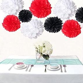 img 2 attached to 🎉 Saitec 18PCS Mixed White, Red, and Black Tissue Paper Pom Poms for Wedding, Birthday Party, Baby Shower Decorations and Favors