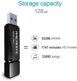 img 1 attached to 🔥 ARCANITE 128 ГБ USB 3.1 Флэш-накопитель - Высокоскоростное чтение/запись до 400/100 МБ/с (AK58128G)