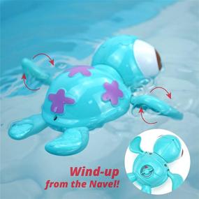 img 3 attached to DUCKBOXX XX Blue Wind-up Sea Turtles Bath Toys for Toddlers and Babies