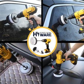 img 1 attached to 🧼 Hiware 4-Piece Drill Brush Car Detailing Kit with Extendable Attachment, Soft Bristle Power Scrubber Brush Set for Car Cleaning, Boat, Seat, Carpet, Upholstery, Shower Door - White