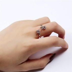 img 3 attached to 💍 RINHOO Initial Knuckle Rings and Brooch Pin in Silver Crystal with Adjustable 26 A-Z Letter Alphabet Ring for Women and Girls - Stylish Jewelry