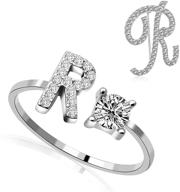 💍 rinhoo initial knuckle rings and brooch pin in silver crystal with adjustable 26 a-z letter alphabet ring for women and girls - stylish jewelry logo