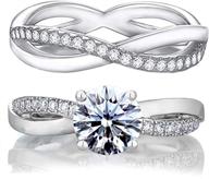 💍 diamonbella 10 hearts & arrows simulated diamond double infinity ring set: sparkling 81 facets, solid 925 silver band logo