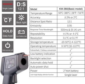 img 2 attached to 🌡️ Kaemeasu KM-380: High Precision Digital Infrared Thermometer -58℉-716℉ (-50℃ to 380℃) Handheld Non-Contact Thermometer Gun