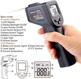 img 1 attached to 🌡️ Kaemeasu KM-380: High Precision Digital Infrared Thermometer -58℉-716℉ (-50℃ to 380℃) Handheld Non-Contact Thermometer Gun