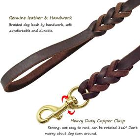 img 3 attached to Braided Genuine Leather Dog Training Leash - Handmade, 8.5 Feet, Brown