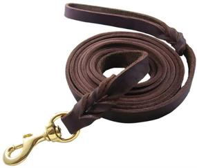 img 4 attached to Braided Genuine Leather Dog Training Leash - Handmade, 8.5 Feet, Brown