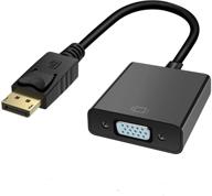 💻 dp to vga adapter, displayport to vga converter male to female - compatible with lenovo, dell, hp, asus computers, laptops, monitors, projectors, hdtvs - (1 pack, black) logo