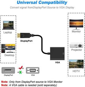 img 3 attached to 💻 DP to VGA Adapter, DisplayPort to VGA Converter Male to Female - Compatible with Lenovo, Dell, HP, ASUS Computers, Laptops, Monitors, Projectors, HDTVs - (1 Pack, Black)