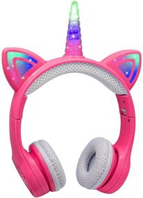 img 4 attached to 🦄 Yusonic Unicorn Headphones for Girls: 15 Hours Playtime, Bluetooth, Light Up, Wireless, Perfect for School, Travel & Birthday Gifts (Pink)