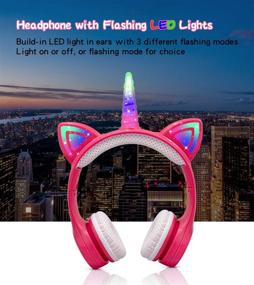 img 1 attached to 🦄 Yusonic Unicorn Headphones for Girls: 15 Hours Playtime, Bluetooth, Light Up, Wireless, Perfect for School, Travel & Birthday Gifts (Pink)