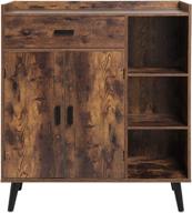 usikey mid century storage cabinet: versatile wooden sideboard for bedroom home office - rustic brown, 1 drawer 2 doors 3 shelves, free standing cupboard with 4 legs logo