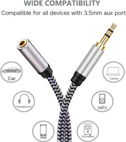 img 2 attached to 🎧 4ft Aux Extension Cable, Morelecs Headphone Extension Cable Male to Female Stereo Audio Cable Nylon Braided 3.5mm Aux Cable Extension Compatible with Phones, Headphones, and Speakers