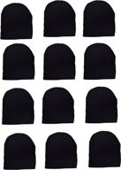 🧣 opt brand wholesale 12 pcs unisex ribbed beanie ski cap skull hat solid winter blank - warm knit short logo