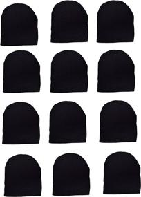 img 1 attached to 🧣 OPT Brand Wholesale 12 PCS Unisex Ribbed Beanie Ski Cap Skull Hat Solid Winter Blank - Warm Knit Short