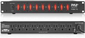 img 4 attached to Pyle PDBC70: 9 Outlet PDU Power Strip Surge Protector - 150 Joules, Heavy-Duty Electric Extension Cord with Rack Mount Protection and 9 Front Switches