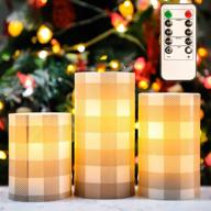 🕯️ silverstro remote controlled led christmas candles, buffalo check gray 3d flickering flameless candles for christmas party decor, battery powered home decoration логотип