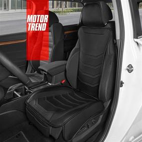 img 3 attached to 🚘 Motor Trend LuxeFit Black Faux Leather Car Seat Covers: Premium Protectors for Front Seats - 2 Piece Set