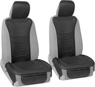 🚘 motor trend luxefit black faux leather car seat covers: premium protectors for front seats - 2 piece set logo