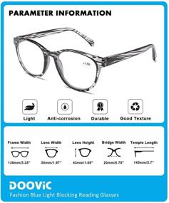 img 3 attached to DOOViC Blue Light Blocking Computer Reading Glasses: Stylish Striped Design, Anti-Eyestrain, 4 Pack Readers for Women Men, 2.00 Strength with Spring Hinge