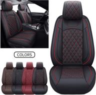 aierxuan car front seat cover: waterproof faux leather cushion for tacoma sportage forester santa fe impreza crosstrek elantra focus fiesta - universal fit (2 pcs front/black-red) logo