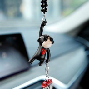 img 2 attached to 🐵 YGMONER Sunglasses Monkey Car Charm: Stylish Interior Rear View Mirror Hanging (Black with Brake Caliper Detail)