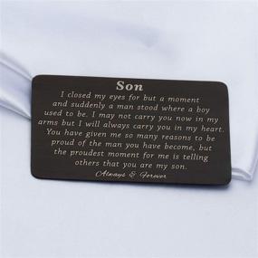 img 2 attached to 👨 PLITI Proud of You Wallet Card for Son: Engraved Gift to Show My Love & Support