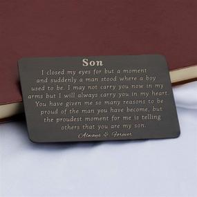 img 1 attached to 👨 PLITI Proud of You Wallet Card for Son: Engraved Gift to Show My Love & Support