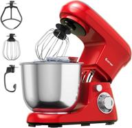 🔴 costway stand mixer - 6-speed tilt-head mixer, 500w electric mixer with dough hook, beater, whisk - 5.3 quart stainless steel mixing bowl and splash guard (red) logo