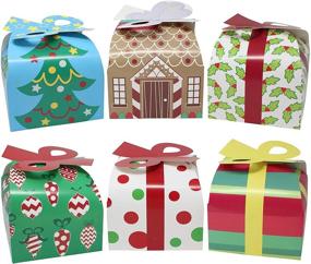 img 2 attached to Christmas Goody Gift Boxes Set - 24 Pieces of 3D Xmas Goodie Paper Boxes with Bow for Holiday Treats, Parties, and School Supplies