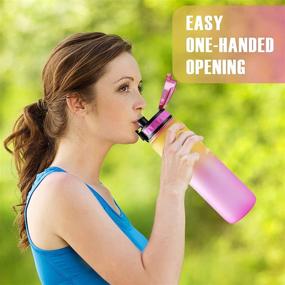 img 1 attached to 💦 Aqualive 32oz BPA Free Tritan Leakproof Water Bottle: Stay Hydrated Anytime Anywhere with Removable Strainer, Time Marker Motivation, and Vibrant Yellow Pink Design