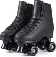 🛼 retro quad roller skates for women - tuosamtin faux leather skates for outdoor and indoor activity logo