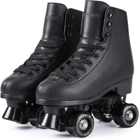 img 4 attached to 🛼 Retro Quad Roller Skates for Women - Tuosamtin Faux Leather Skates for Outdoor and Indoor Activity