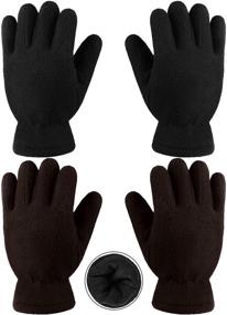 img 4 attached to 🧤 Cooraby 2 Pairs Kids Winter Fleece Gloves - Thick Lined Mittens for Warm Outdoor Activities