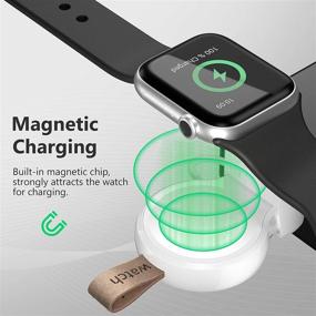 img 2 attached to 🔌 NEWDERY Беспроводное Зарядное Устройство для Apple Watch 2 шт. - Переносное магнитное зарядное устройство для iWatch для автомобиля, беспроводное зарядное устройство для путешествий с быстрой зарядкой для Apple Watch SE/6/5/4/3/2/1 (белое)