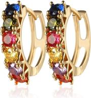 colorful zirconia earrings rainbow gold logo