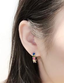 img 1 attached to Colorful Zirconia Earrings Rainbow Gold